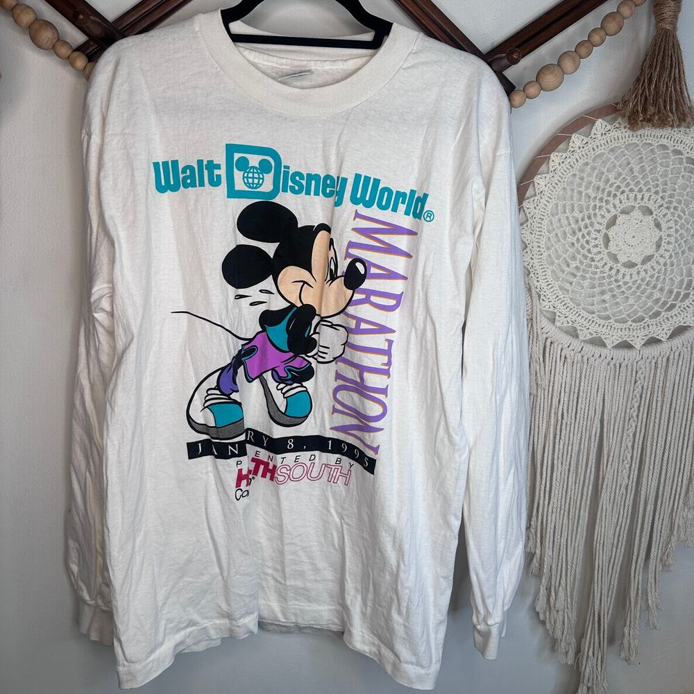 Vintage Disney Anvil 1995s Marathon Mickey Long Sleeve T